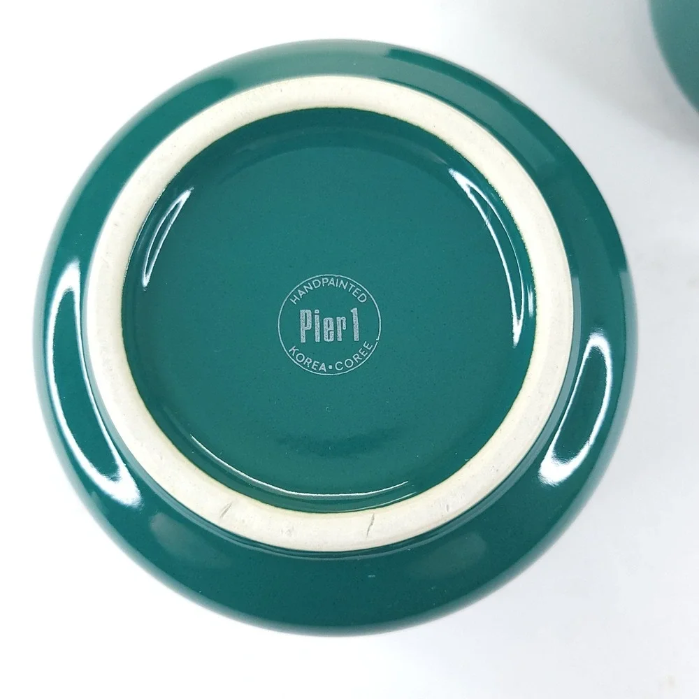 4x Pier 1 Imports Green Glazed Bowls Korea Small Rice or Dessert Replacement